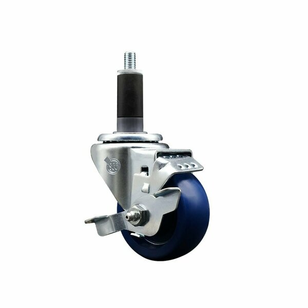Service Caster 3'' Solid Poly Swivel 1-1/8'' Expanding Stem Caster with Brake SCC-EX20S314-SPUS-TLB-118